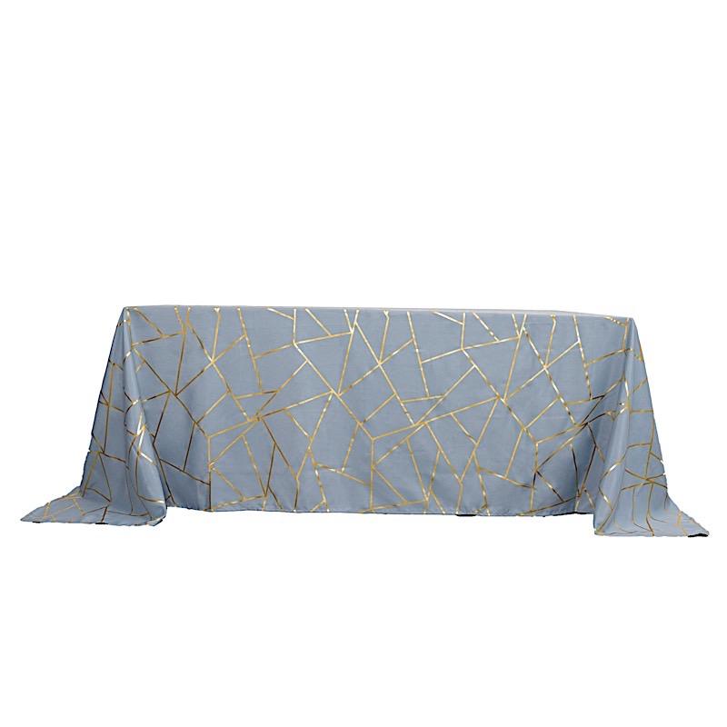 90"x132" Polyester Rectangular Tablecloth with Metallic Geometric Pattern