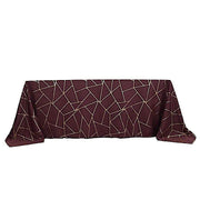 90"x132" Polyester Rectangular Tablecloth with Metallic Geometric Pattern