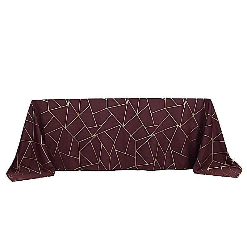 90"x132" Polyester Rectangular Tablecloth with Metallic Geometric Pattern