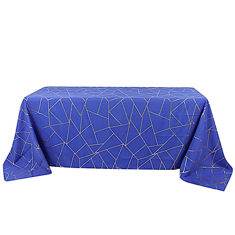 90"x132" Polyester Rectangular Tablecloth with Metallic Geometric Pattern TAB_FOIL_90132_ROY_G