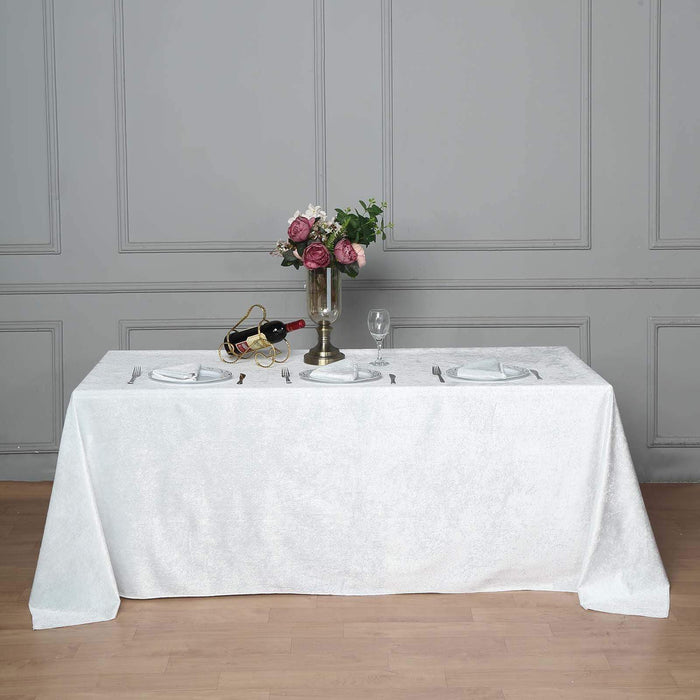 90"x132" Premium Velvet Rectangular Tablecloth - White TAB_VEL_90132_WHT