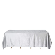 90"x132" Premium Velvet Rectangular Tablecloth TAB_VEL_90132_SILV
