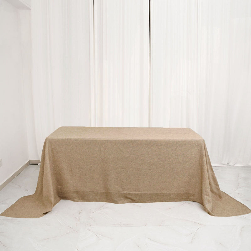 90"x132" Rectangular Faux Burlap Polyester Tablecloth - Natural TAB_JUTE03_90132_NAT