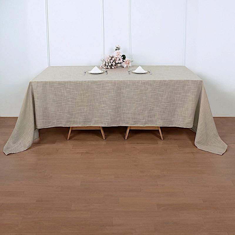 90"x132" Rectangular Premium Faux Burlap Polyester Tablecloth