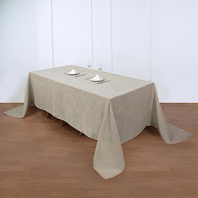 90"x132" Rectangular Premium Faux Burlap Polyester Tablecloth