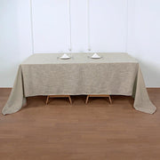 90"x132" Rectangular Premium Faux Burlap Polyester Tablecloth - Beige TAB_JUTE02_90132_081