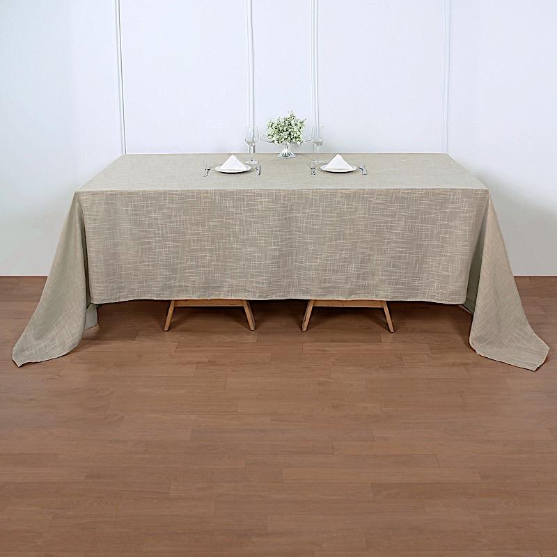 90"x132" Rectangular Premium Faux Burlap Polyester Tablecloth