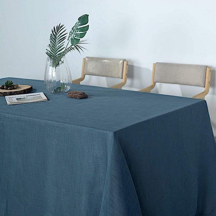 90"x132" Rectangular Premium Faux Burlap Polyester Tablecloth - Blue TAB_JUTE02_90132_BLUE