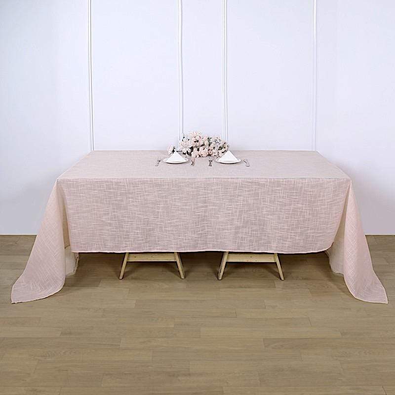 90"x132" Rectangular Premium Faux Burlap Polyester Tablecloth