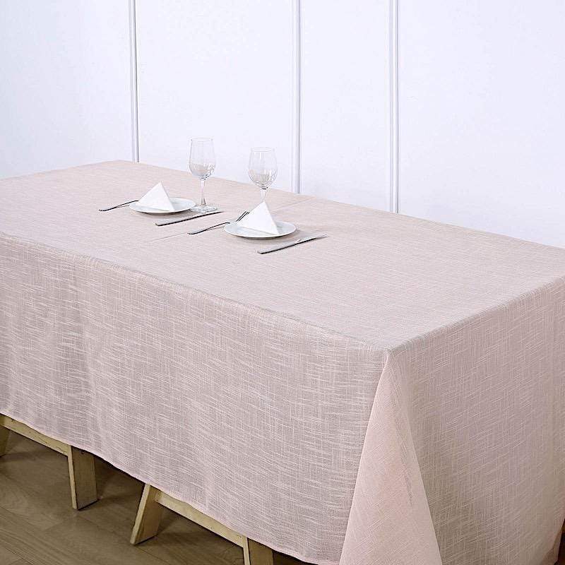 90"x132" Rectangular Premium Faux Burlap Polyester Tablecloth