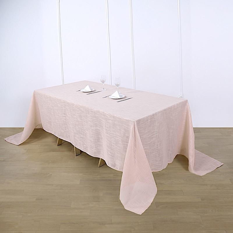 90"x132" Rectangular Premium Faux Burlap Polyester Tablecloth