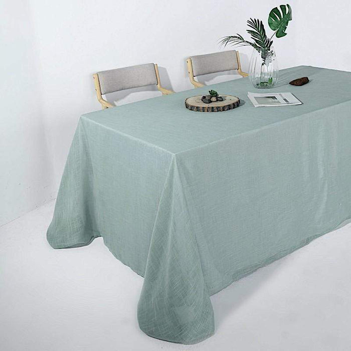 90"x132" Rectangular Premium Faux Burlap Polyester Tablecloth - Dusty Blue TAB_JUTE02_90132_086