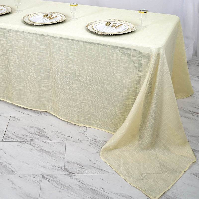90"x132" Rectangular Premium Faux Burlap Polyester Tablecloth