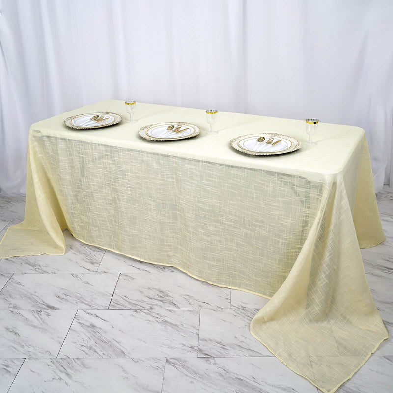 90"x132" Rectangular Premium Faux Burlap Polyester Tablecloth