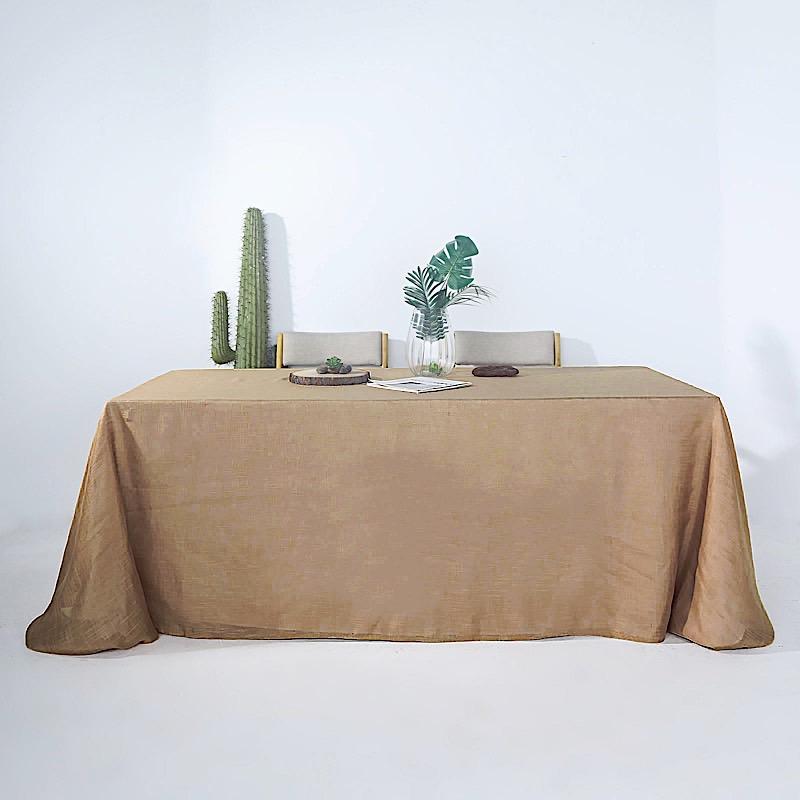 90"x132" Rectangular Premium Faux Burlap Polyester Tablecloth - Natural TAB_JUTE02_90132_NAT