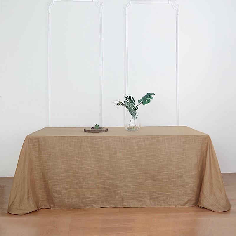 90"x132" Rectangular Premium Faux Burlap Polyester Tablecloth