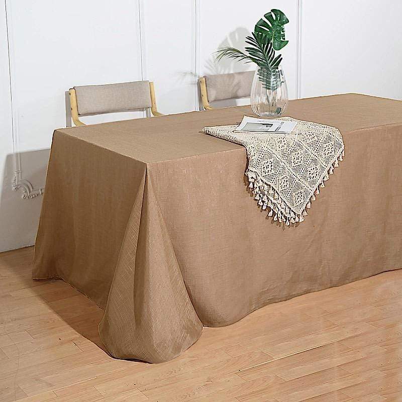 90"x132" Rectangular Premium Faux Burlap Polyester Tablecloth