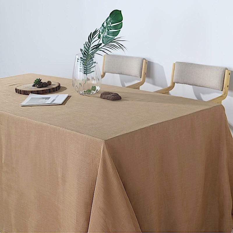 90"x132" Rectangular Premium Faux Burlap Polyester Tablecloth