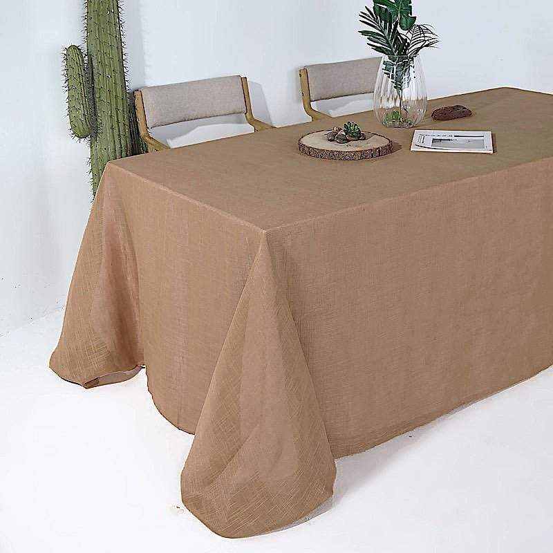 90"x132" Rectangular Premium Faux Burlap Polyester Tablecloth