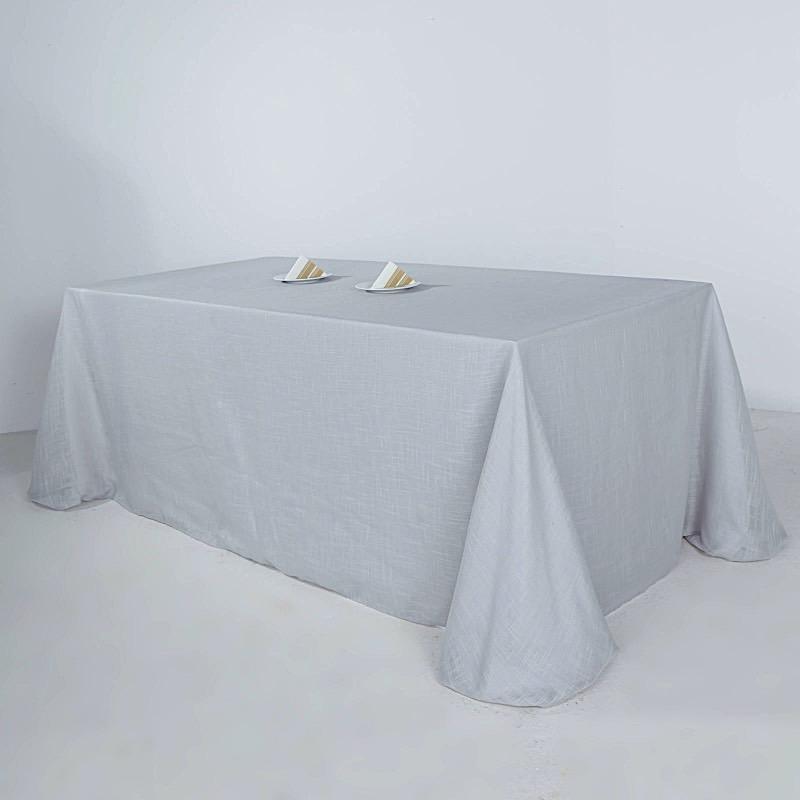 90"x132" Rectangular Premium Faux Burlap Polyester Tablecloth