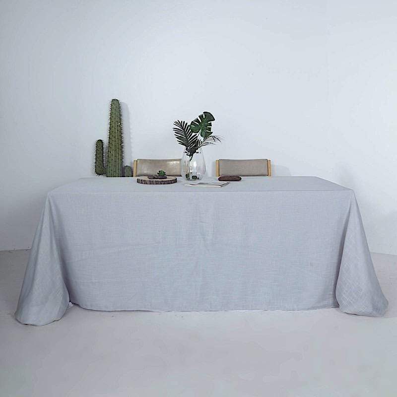 90"x132" Rectangular Premium Faux Burlap Polyester Tablecloth