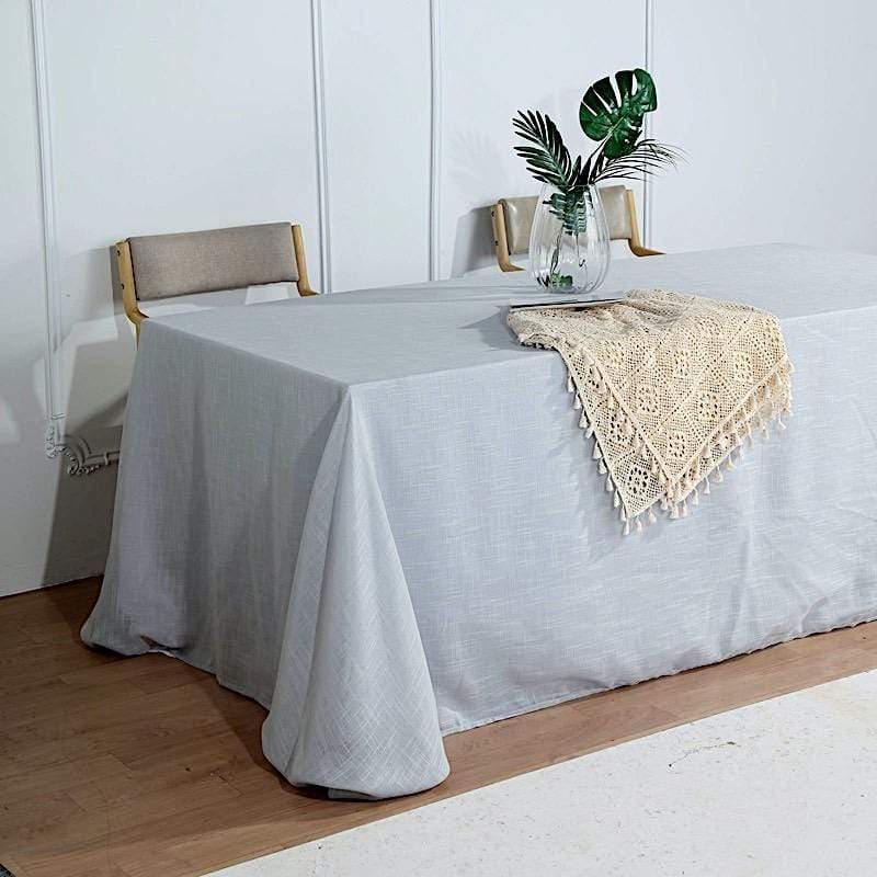 90"x132" Rectangular Premium Faux Burlap Polyester Tablecloth