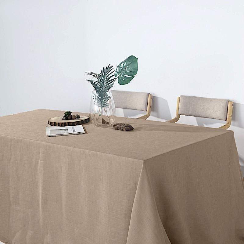 90"x132" Rectangular Premium Faux Burlap Polyester Tablecloth