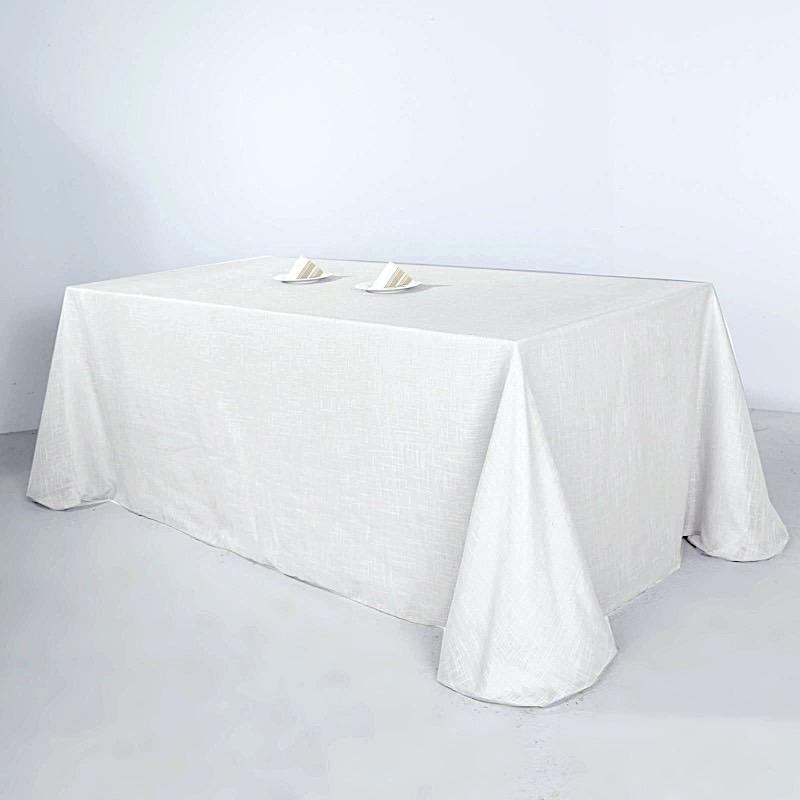 90"x132" Rectangular Premium Faux Burlap Polyester Tablecloth