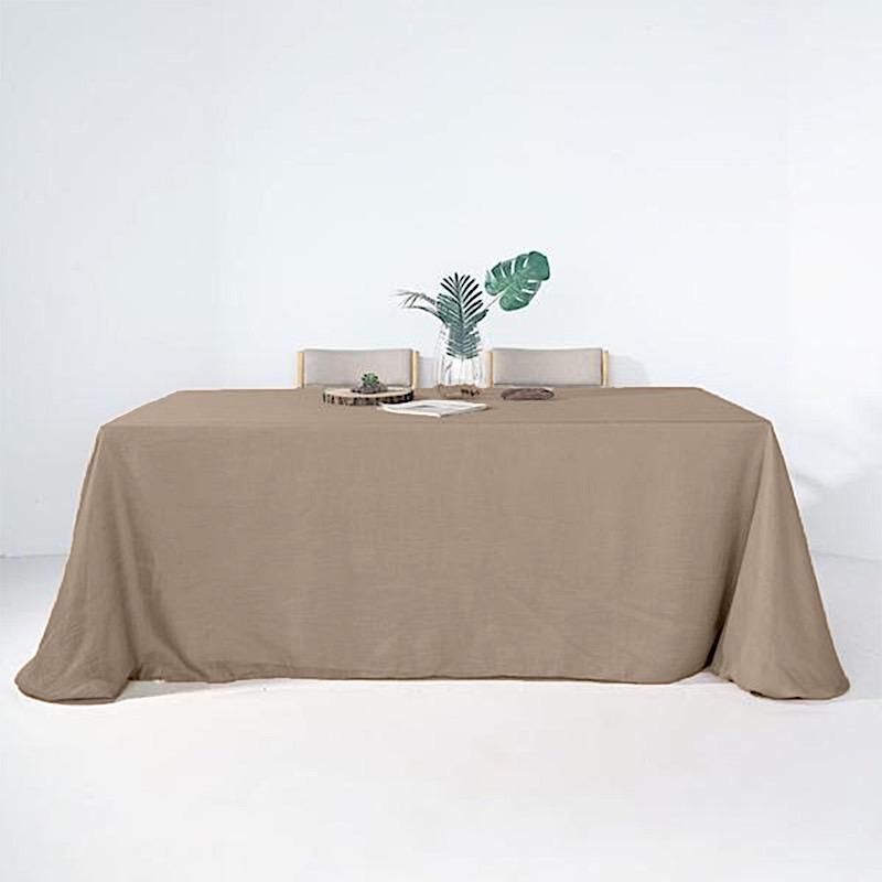 90"x132" Rectangular Premium Faux Burlap Polyester Tablecloth