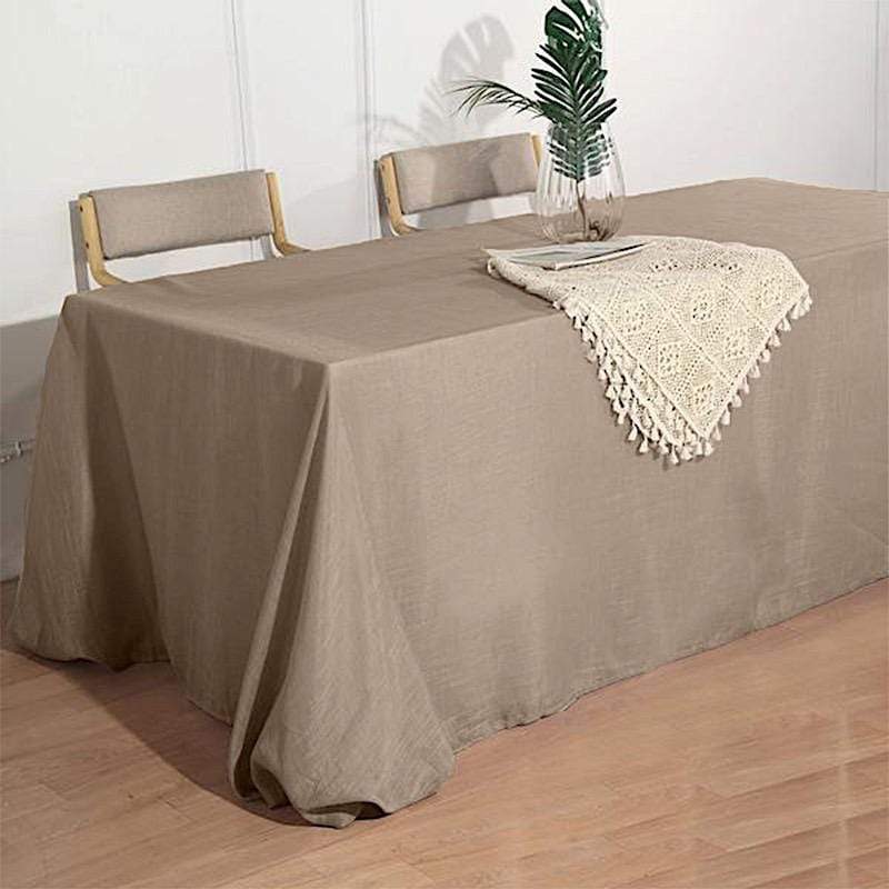 90"x132" Rectangular Premium Faux Burlap Polyester Tablecloth
