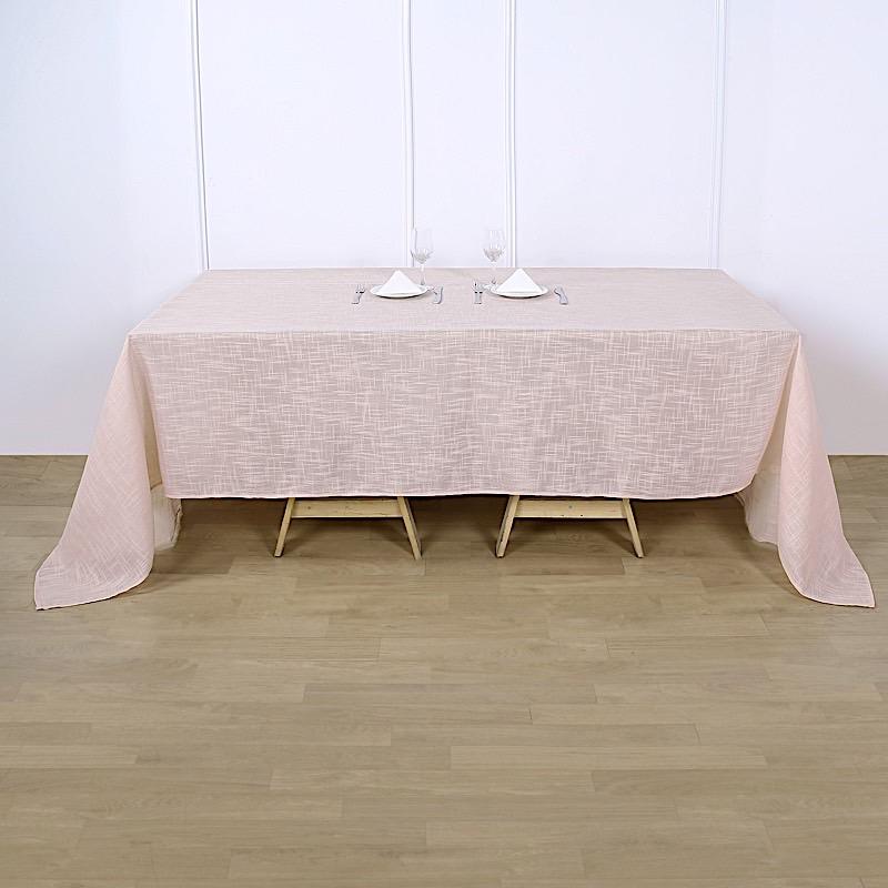90"x132" Rectangular Premium Faux Burlap Polyester Tablecloth TAB_JUTE02_90132_046