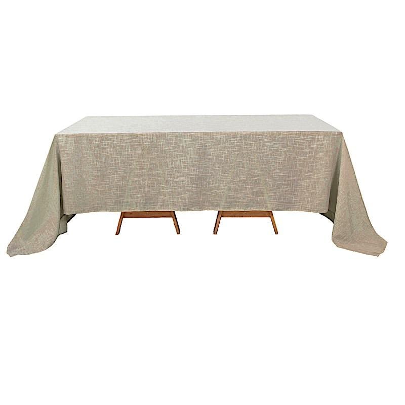 90"x132" Rectangular Premium Faux Burlap Polyester Tablecloth TAB_JUTE02_90132_081