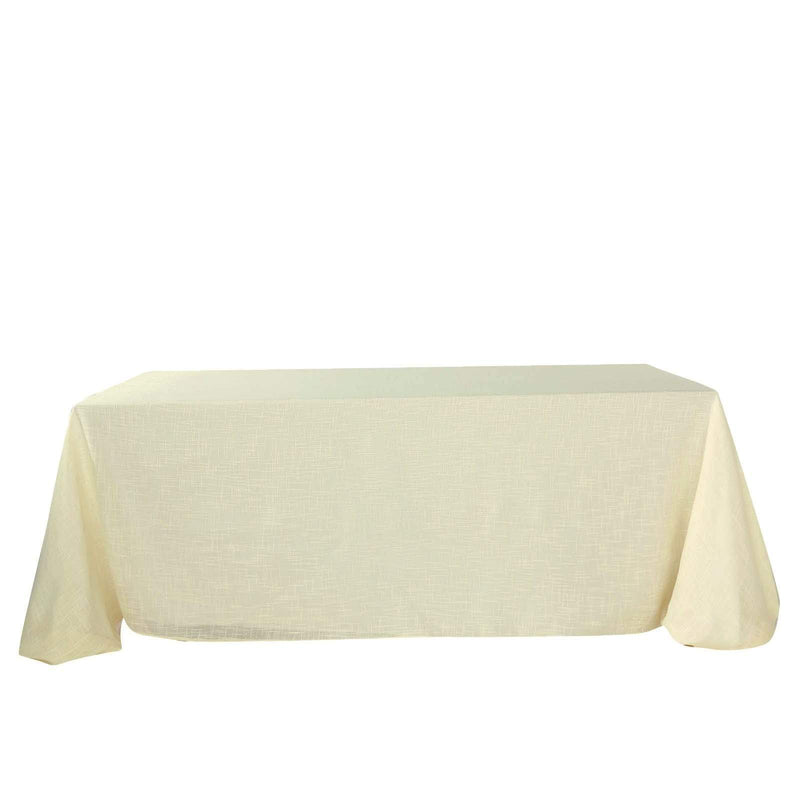 90"x132" Rectangular Premium Faux Burlap Polyester Tablecloth TAB_JUTE02_90132_IVR