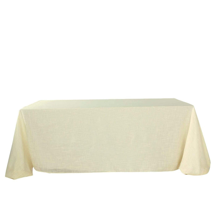 90"x132" Rectangular Premium Faux Burlap Polyester Tablecloth TAB_JUTE02_90132_IVR