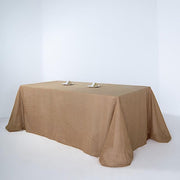 90"x132" Rectangular Premium Faux Burlap Polyester Tablecloth TAB_JUTE02_90132_NAT