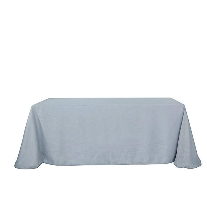 90"x132" Rectangular Premium Faux Burlap Polyester Tablecloth TAB_JUTE02_90132_SILV