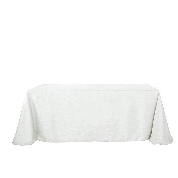 90"x132" Rectangular Premium Faux Burlap Polyester Tablecloth TAB_JUTE02_90132_WHT