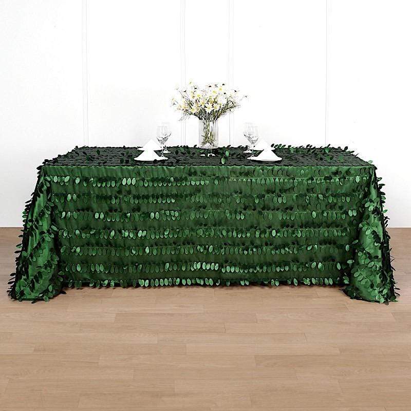 90"x132" Taffeta Rectangular Tablecloth with Leaf Petals Design