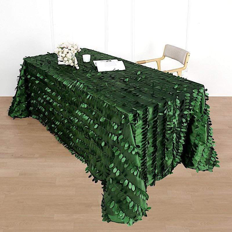 90"x132" Taffeta Rectangular Tablecloth with Leaf Petals Design