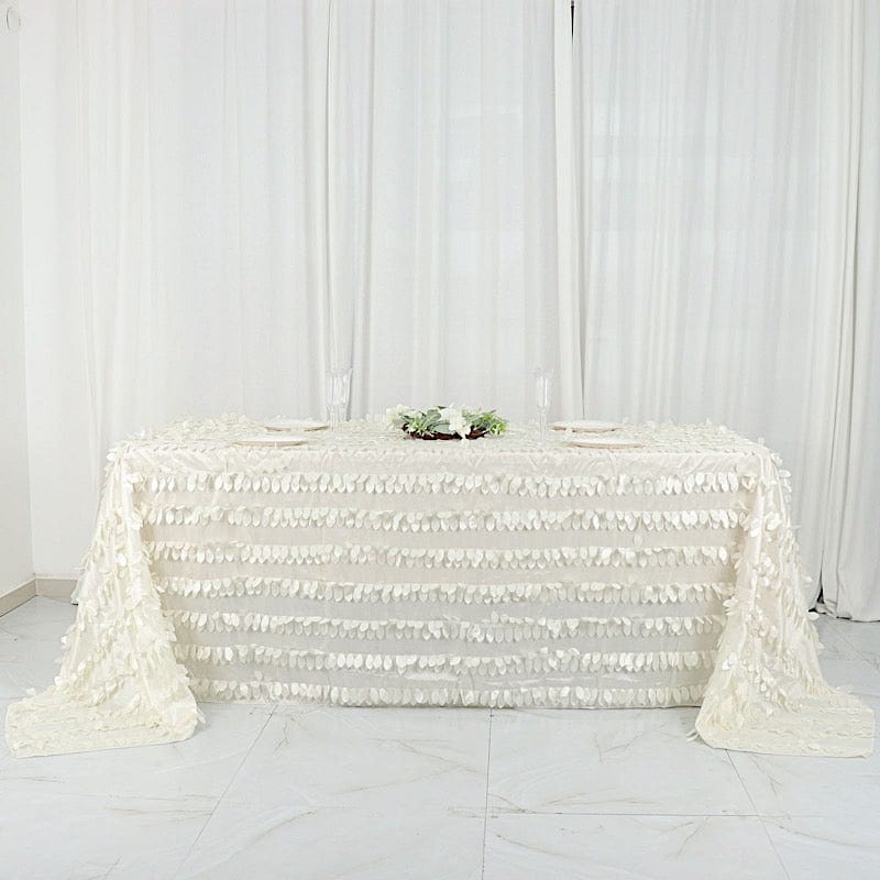 90"x132" Taffeta Rectangular Tablecloth with Leaf Petals Design