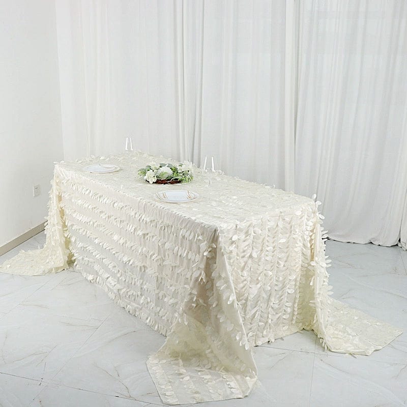 90"x132" Taffeta Rectangular Tablecloth with Leaf Petals Design