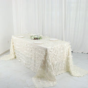90"x132" Taffeta Rectangular Tablecloth with Leaf Petals Design