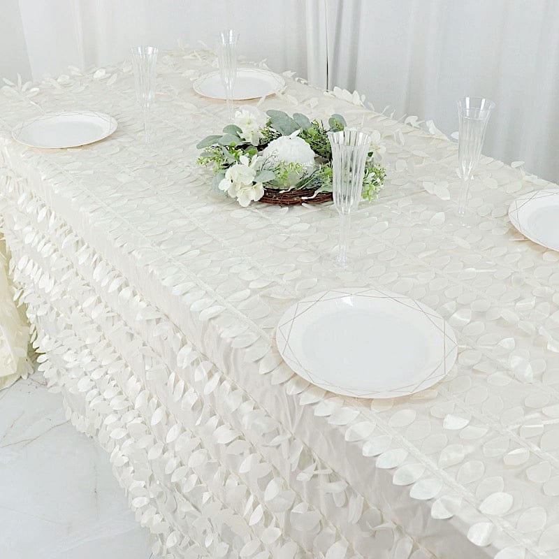 90"x132" Taffeta Rectangular Tablecloth with Leaf Petals Design