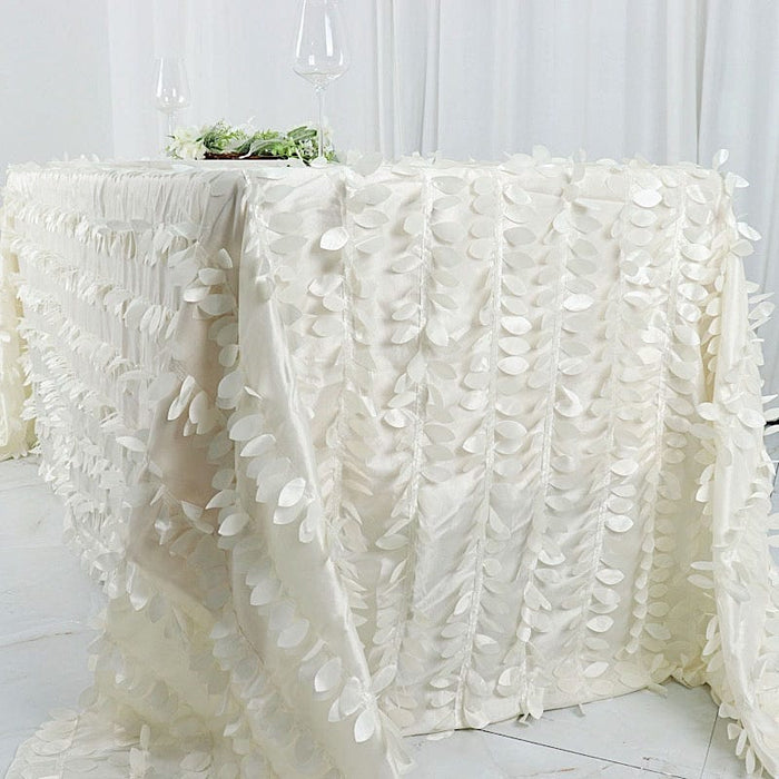 90"x132" Taffeta Rectangular Tablecloth with Leaf Petals Design