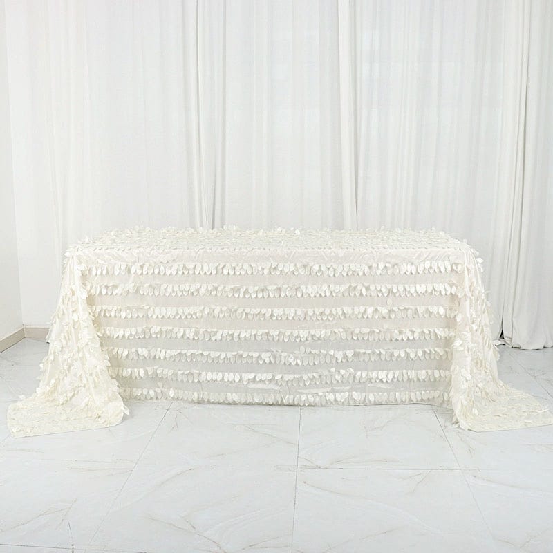 90"x132" Taffeta Rectangular Tablecloth with Leaf Petals Design