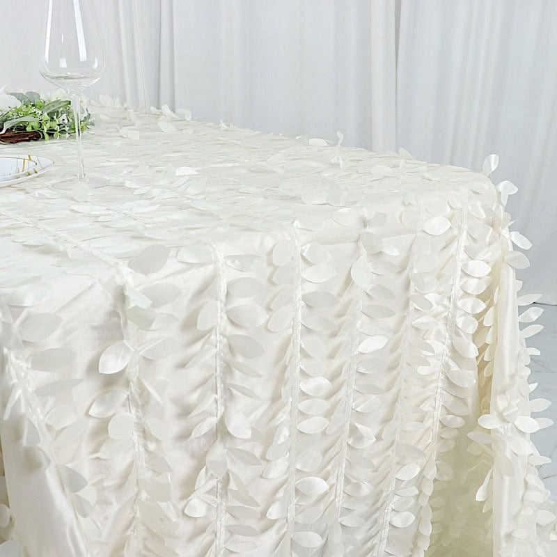 90"x132" Taffeta Rectangular Tablecloth with Leaf Petals Design
