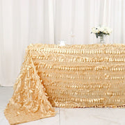 90"x132" Taffeta Rectangular Tablecloth with Leaf Petals Design