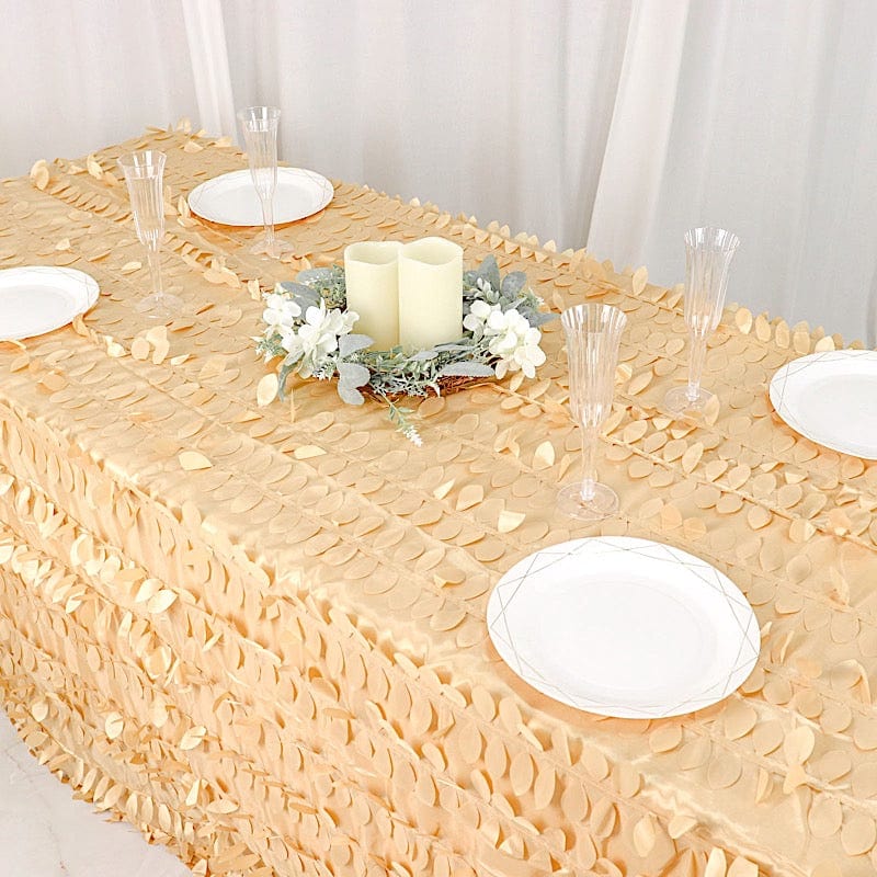 90"x132" Taffeta Rectangular Tablecloth with Leaf Petals Design