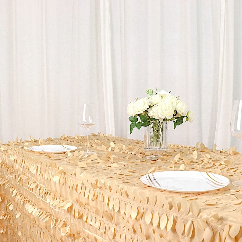 90"x132" Taffeta Rectangular Tablecloth with Leaf Petals Design