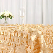 90"x132" Taffeta Rectangular Tablecloth with Leaf Petals Design